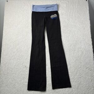 Y2K Victoria's Secret PINK Foldover Yoga Pants Heart Leggings XS‎ Blue Sequins
